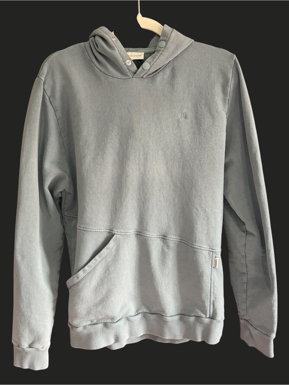 SCALPERS Hoodie Asymmetrical Pocket Muted Sage Duck Green L